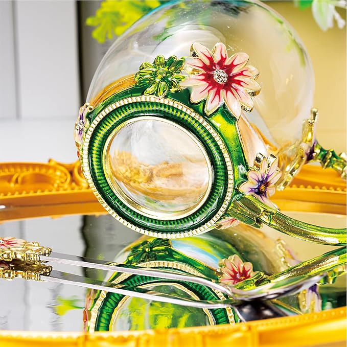 Flower Tea Cup, Daisy Flower Clear Glass Fancy Coffee Cup - Image 5