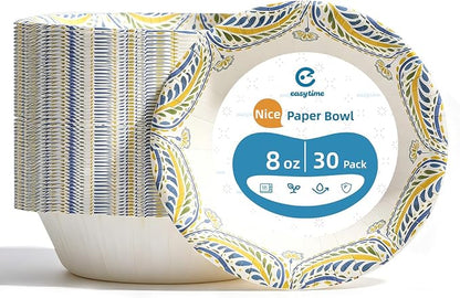 Paper Bowls Disposable Soup Bowl, Heavy Duty Printed Disposable Bowls Bulk by Unknown