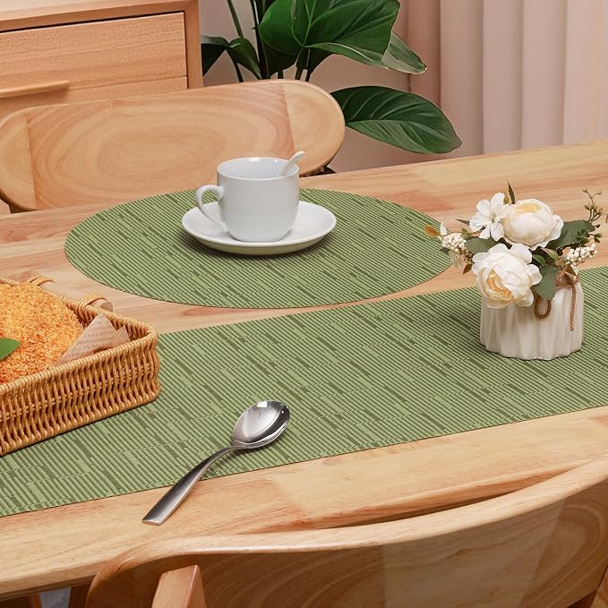 Table Runner 55 Inches Long, Vinyl Woven Heatproof Table Runners | Washable - Image 4