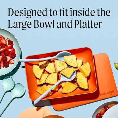 Salad Servers - Spoon and Fork Serving Set, Certified Recycled Food-Safe Plastic - Image 4