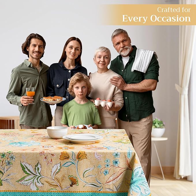 Maison d' Hermine Table Cloth Rectangle Table 100% Cotton 60 x 90 Inches Tablecloth Reusable Decorative for Dining Room Farmhouse Home Valentines Day Decorations Spring Summer - Luxury Loft - Peach