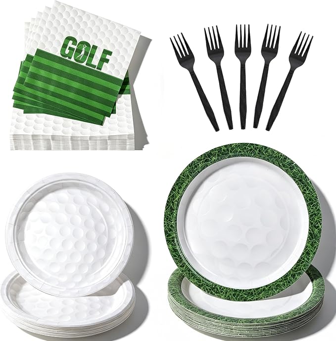 100 Pcs Disposable Golf Party Tableware Set by Unknown