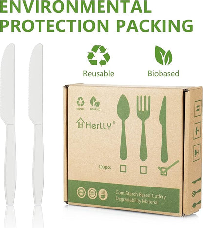 Compostable Knife, 100 Biodegradable Silverware - Image 2