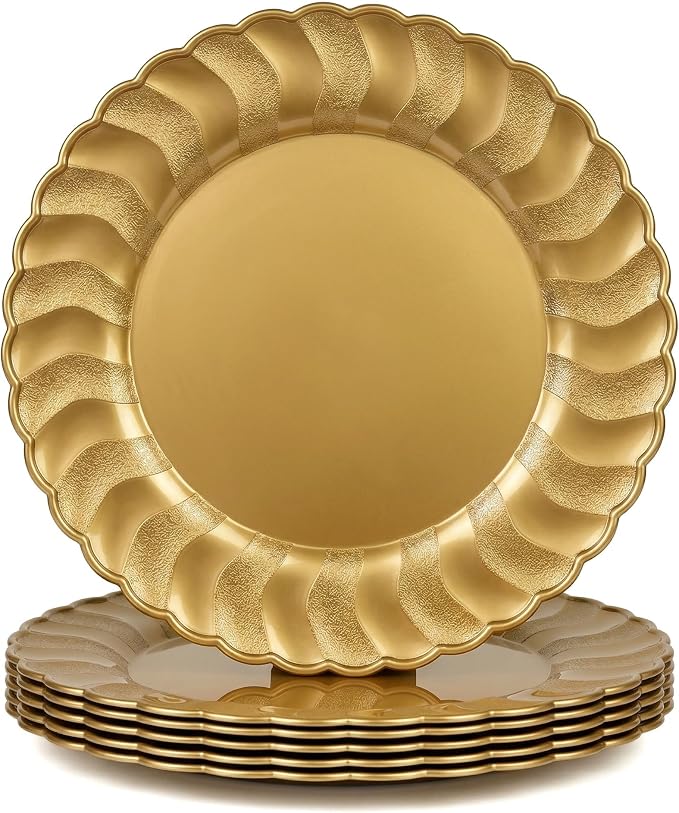 13 Inch Gold Scalloped Charger Plates by Umisriro