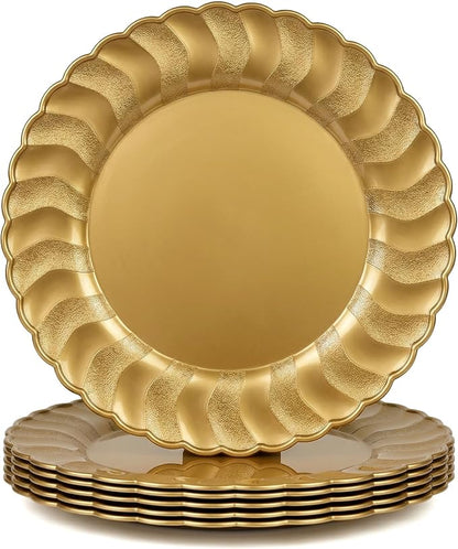 13 Inch Gold Scalloped Charger Plates by Umisriro
