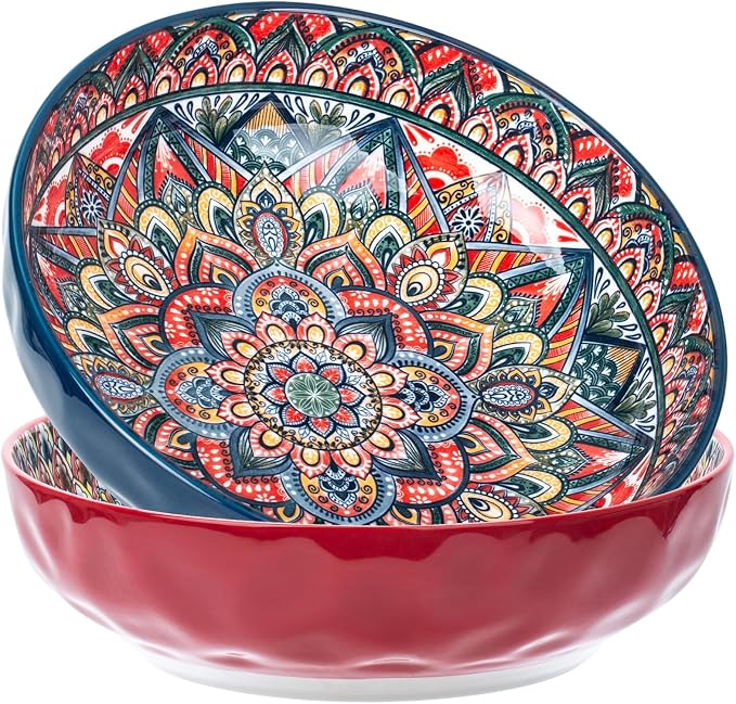 75 Oz Serving Bowls, Bohemian Style Large Porcelain Dishes by Ronanemon