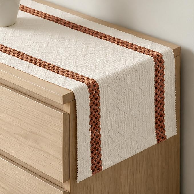 Artoid Mode Caramel Stripe Woven Rustic Table Runner 12x72 Inch | Holiday by ArtoidMode