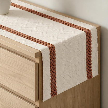 Artoid Mode Caramel Stripe Woven Rustic Table Runner 12x72 Inch | Holiday by ArtoidMode