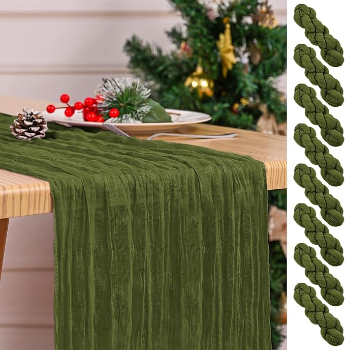 8 Pack Olive Green Table Runner 17 x 108inch Cheesecloth Table Runner Boho by Lumaycens
