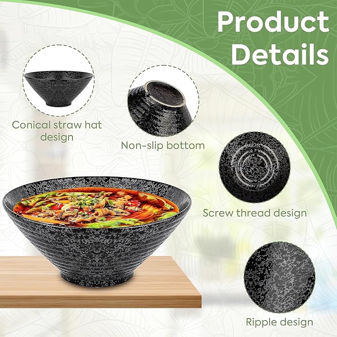 NJCHARMS Ceramic Ramen Bowl Set of 2, 60 oz Japanese Noodle Soup Bowls - Image 6