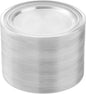 BESTSTAR 100PCS Clear Plastic Plates for Party, 10.25 Inch Disposable Plates with Silver Rim, Heavy Duty Dinner Plates for Christmas, Wedding and Birthday