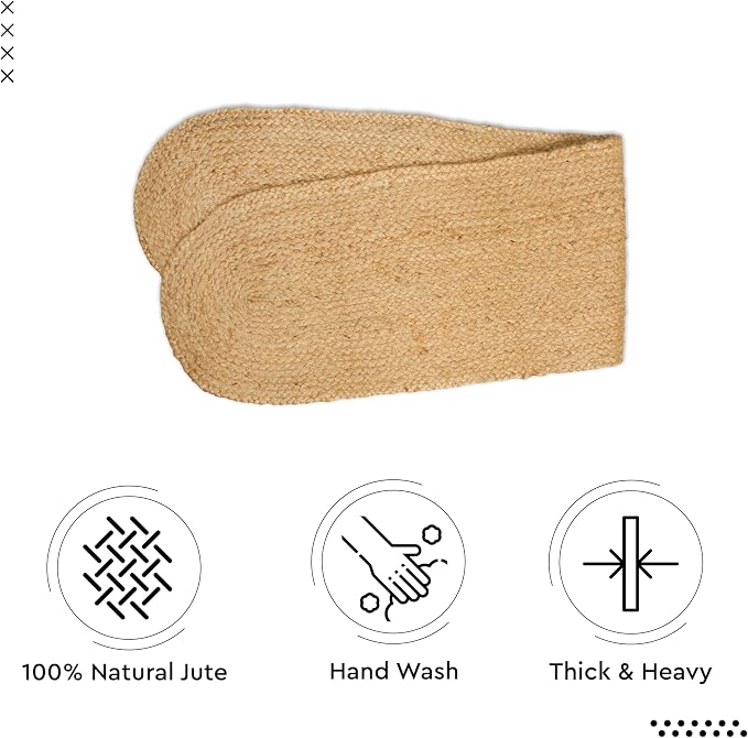 Encasa XO Handwoven Jute Table Runner, Center Table 12"x54" Jute Natural Bleach - Image 7