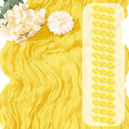 15 Pack Lemon Yellow Cheesecloth Table Runner 17 x 108 inch Cheese Cloth Table by Yorcari