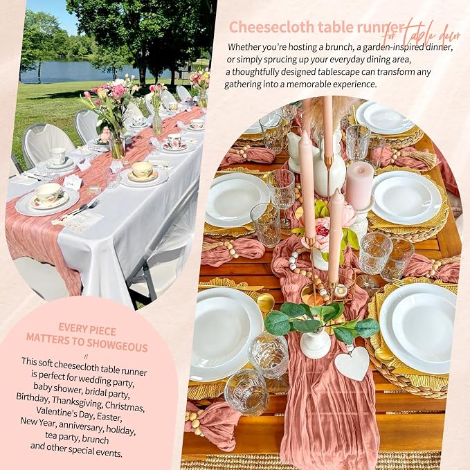 4 Pack Cheesecloth Table Runner 10FT Coral Table Runner Boho Gauze Cheese Cloth - Image 8