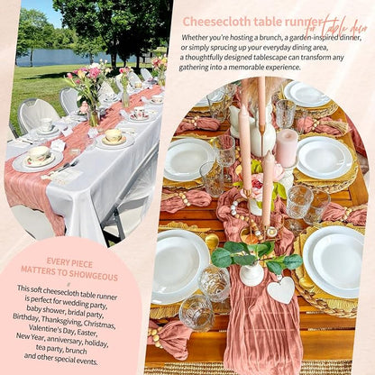 4 Pack Cheesecloth Table Runner 10FT Coral Table Runner Boho Gauze Cheese Cloth - Image 8