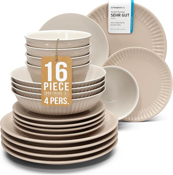 16 Piece Stoneware Dinnerware Set by PURELIVING