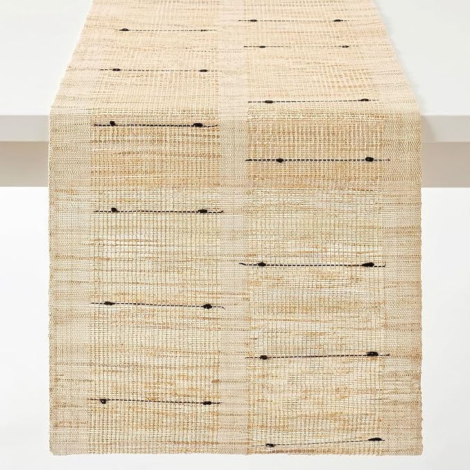 Table Runner, 13.8" × 72", 100% Natural Ramie, Handwoven | 100% Natural Ramie by GleeNflux