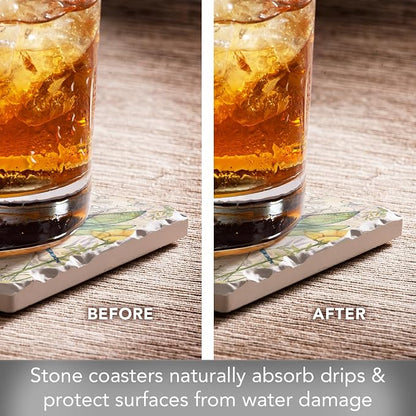 Thirstystone Dragonfly Poppies 4 Pack Tumbled Tile Stone Coasters | 4" Square - Image 3