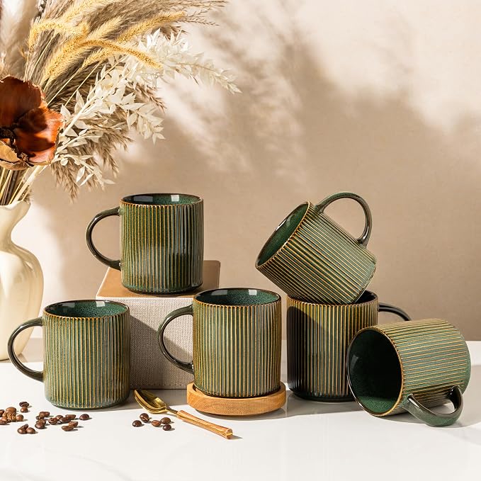 GBhome Ceramic Coffee Mugs Set of 6, 12oz Coffee Cups by GBhome