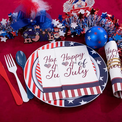 LIYH 180 Pcs 4th of July Plastic Plates Red White Blue, Plastic Silverware - Image 7