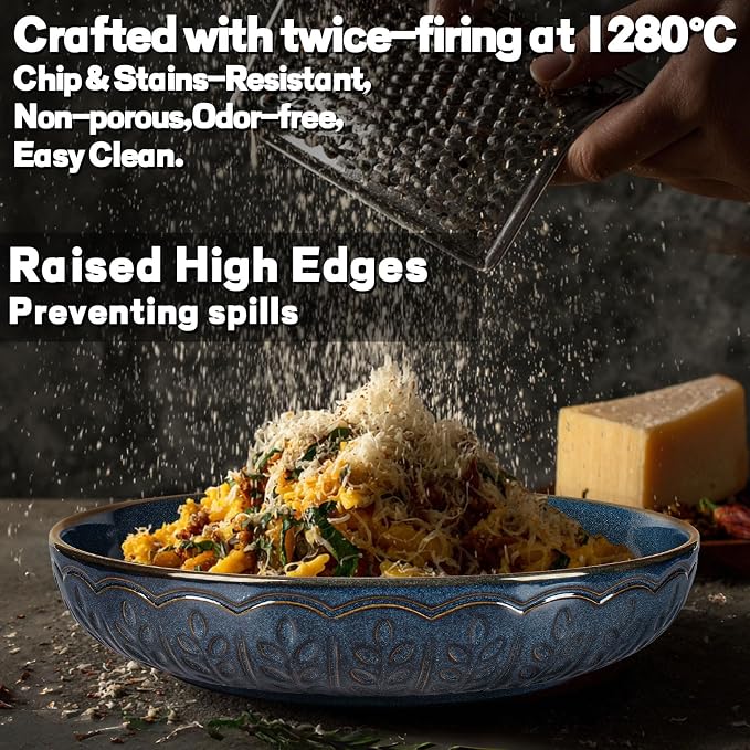 Pasta Bowls, 50oz Large Salad Serving Bowls, 9.75'' Plates Bowls Set of 4 - Image 5