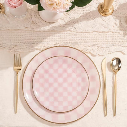 U-QE 20PCS Pink Plastic Plates for Party - Image 8