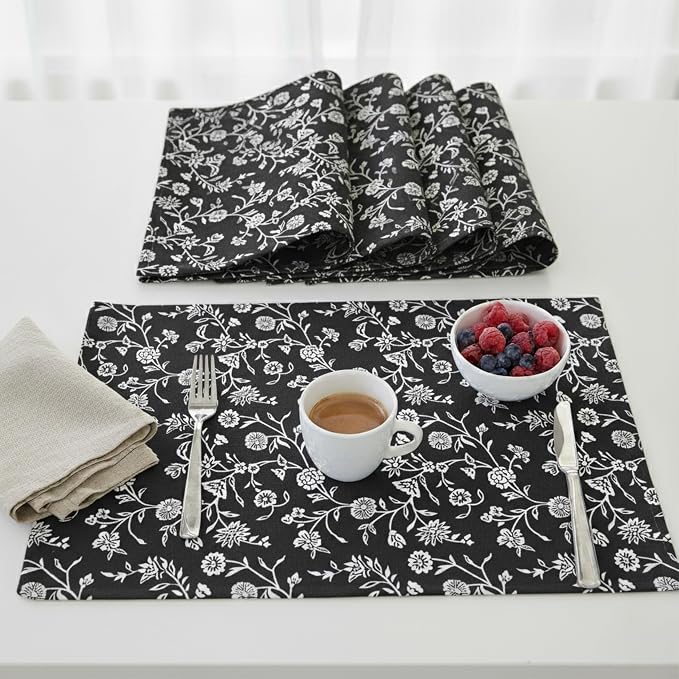 Floral Dining Table Placemats Vintage Flowers Botanical Design Rustic Vintage by OveeshaHomeDecor