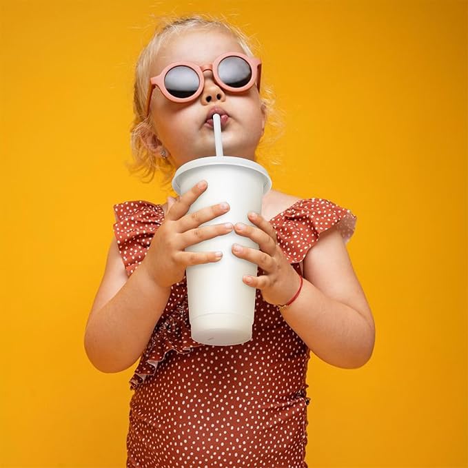24 oz Plastic Cups With Lids and Straws, Sturdy & Food-Safe Iced Coffee Cups - Image 5