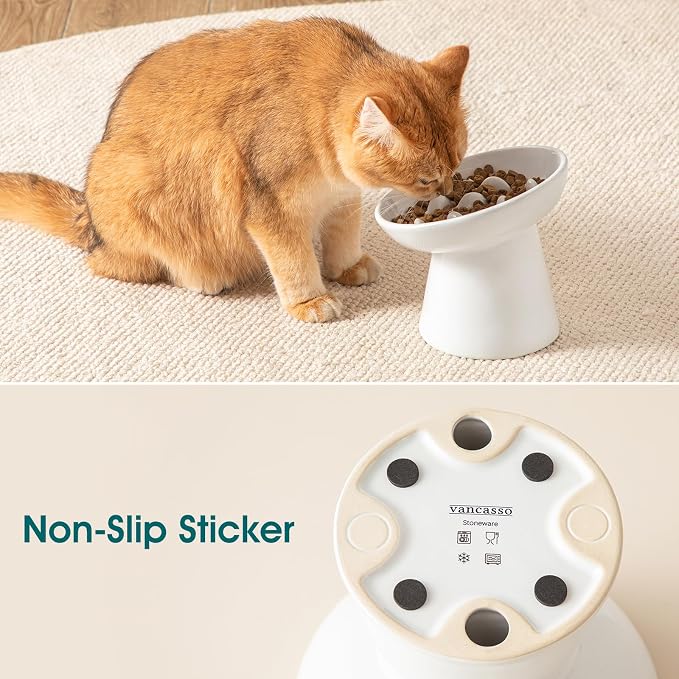vancasso Ceramic Slow Feeder Cat Bowl, 6.25 Inch Elevated Cat Slow Feeder Bowl - Image 6