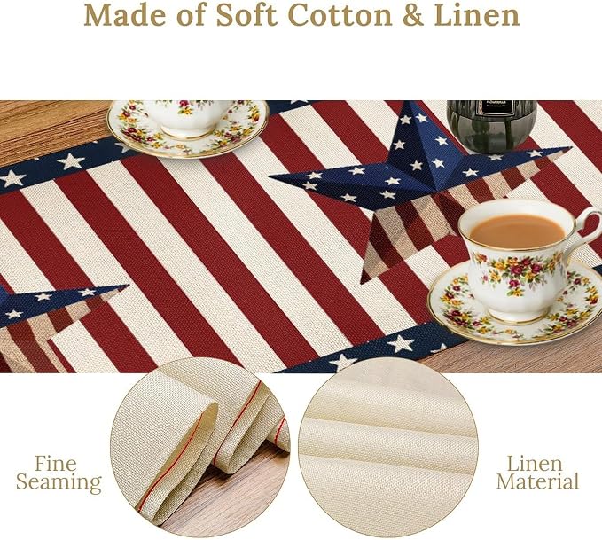 4th of July Table Runner, Patriotic Independence Day American Stars Stripes - Image 6