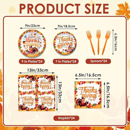 96 Pieces Happy Thanksgiving Tableware Set Party Supplies - Image 2