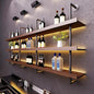 70.8in Large Wine Rack with LED Light Solid Wood Wall Mounted Wine Rack, 3-Tiers Liquor Bottles Floating Shelves Display Storage Organizer for Home Bar & Dining Room (180cm/70.8in)