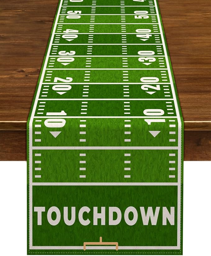 Nepnuser American Football Court Table Runner Touch Down Football Birthday by Nepnuser