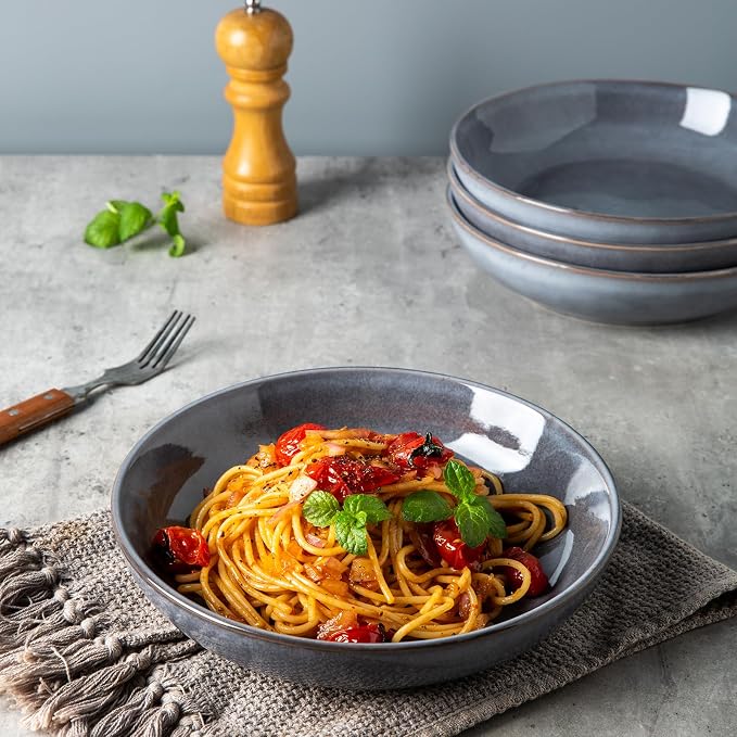 AmorArc 8.5'' Large Pasta Bowls, 36oz Stoneware Pasta Serving Bowls Set of 6 - Image 8