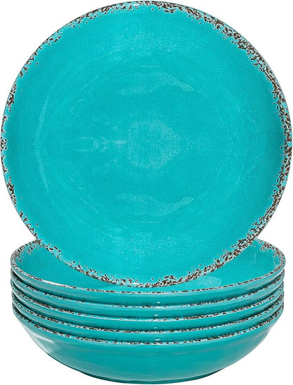 Farmhouse Melamine Pasta Bowls Set of 6, 42 OZ Shallow Individual Bowl - Image 2