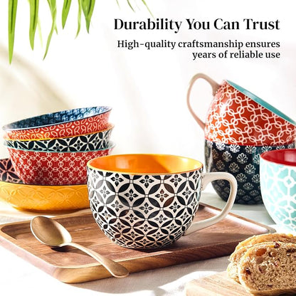 DOWAN 24 OZ Boho Mosaic Soup Mugs - Image 8