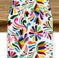 YCness Mexican Floral Themed Table Runer, Linen Colorful Mexican National by YCness