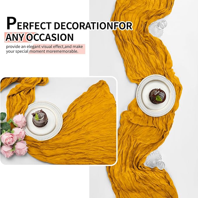 12 Pcs Gold Cheesecloth Table Runner 10Ft, Semi Sheer Cheese Cloth Fabric - Image 5