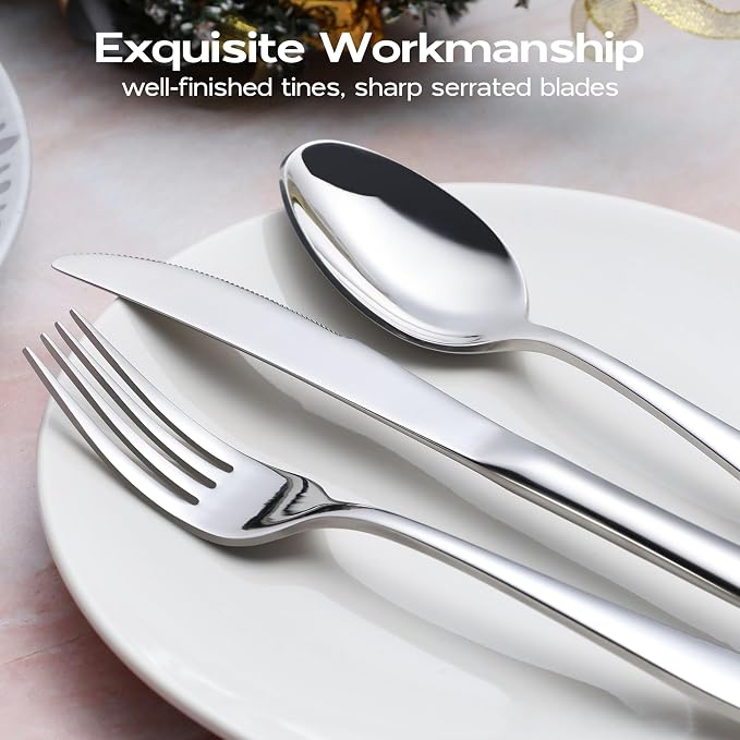 Onader 40 Piece Heavy Duty Silverware, Flatware Set - Image 6