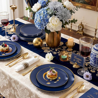KIRE 175Pcs Blue Plastic Plates - Image 3