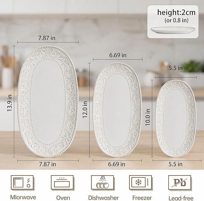 Serving Platters Set, Embossed Serving Trays - Image 4