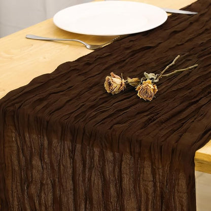 8 Pack Brown Cheesecloth Table Runner 120 Inch Boho Wedding Decor | Cheesecloth by Fixwal