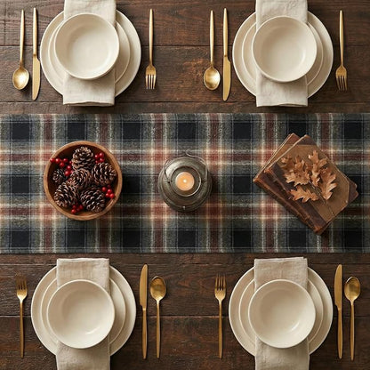 Artoid Mode Black Rust Farmhouse Plaid Retro Fall Table Runner, Autumn Rustic - Image 3