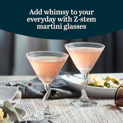 Libbey Z- Stem Martini Glasses Set of 4, Twisted Martini Cup Set, Tall Cocktail - Image 2