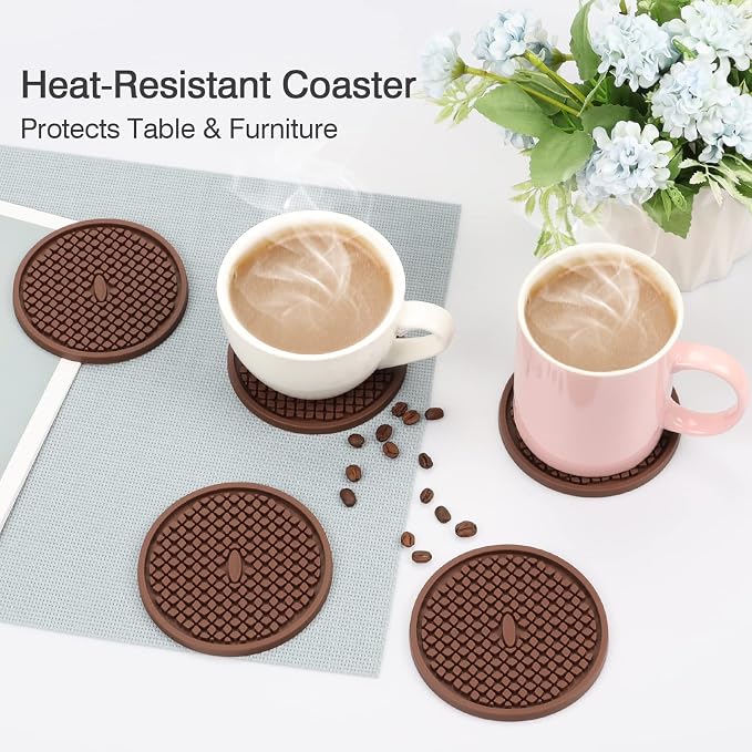 3 Pack Silicone Coasters for Drinks, Thickened Coaster - Image 4