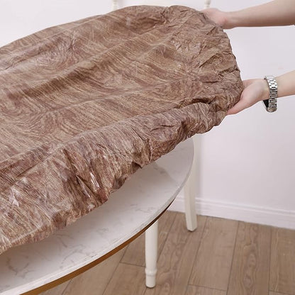 Walrus Round Vinyl Fitted Tablecloth with Flannel Backing Elastic Edge Design Table Cover Waterproof Oil-Proof PVC Table Cloth Stain-Resistant Best for 32"-36" Round