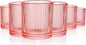 JOVGANK Mini Pink Shot Glasses Set of 6 – 1.5oz Small Vintage Ribbed Glassware by JOVGANK