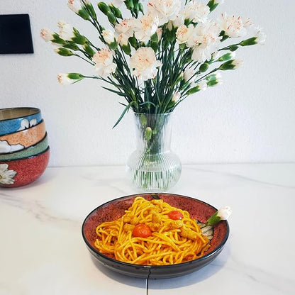 30oz Ceramic Pasta Bowls For Kitchen, 8.5 in - bowl/plate Set of 4 - For Pasta,Salad,Appetizer, Serving etc - Dishwasher, Microwave, and Oven Safe - For Breakfast, Lunch and Dinner