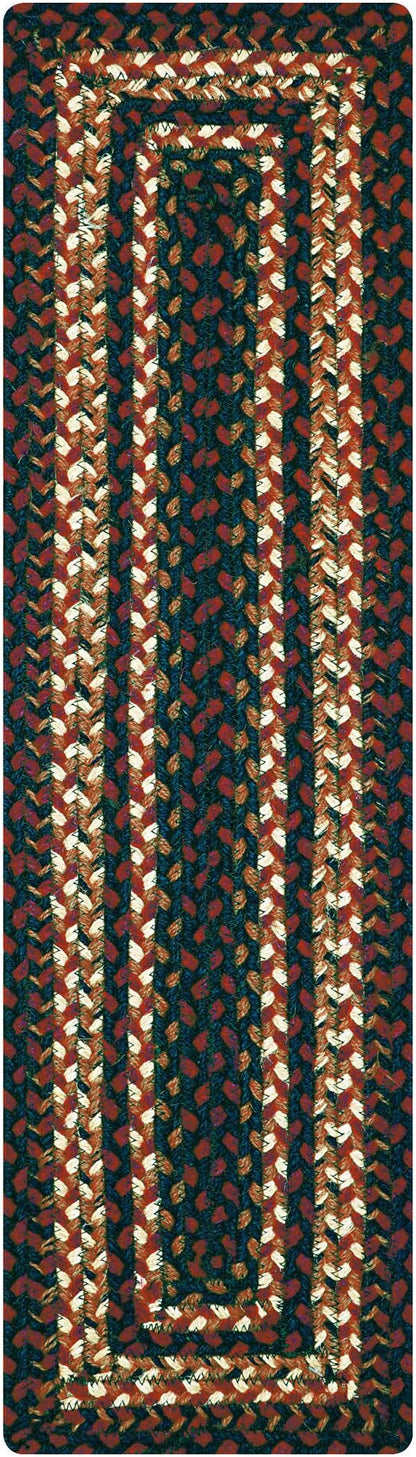 Homespice Prescott Jute Braided Stair Tread, Country Primitive Decor, Set of 13, Black and Red 8x28 Rectangle Rugs for Stairs - Easy to Clean, Tightly Stitched and Durable