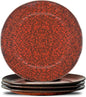 HASENSE Ceramic Dinner Plates Set of 4, 10 Inch Large Red Pasta Dessert Salad by Hasense